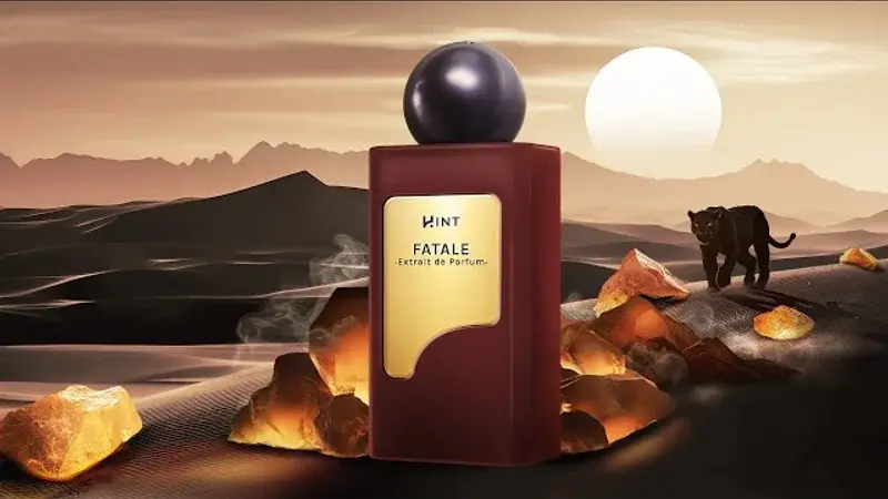 Botol Hint Fatale Extrait de Parfum dengan desain elegan dan mewah